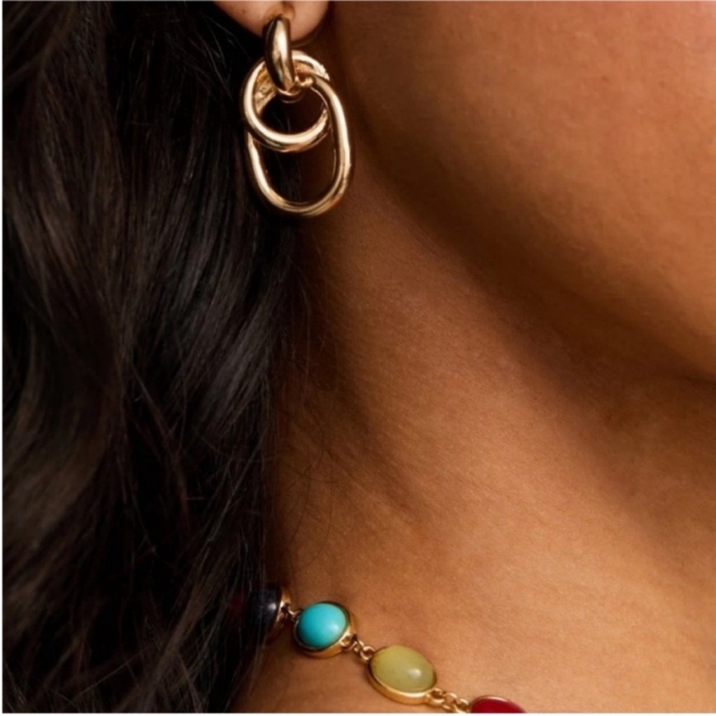New! Gold Hooked Chain Drop Earrings (3045) Nwot